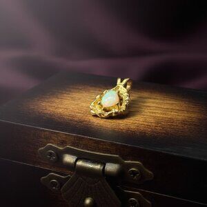 Gold Nugget Pendant Opal Teardrop Natural Texture No Chain Yellow Gold